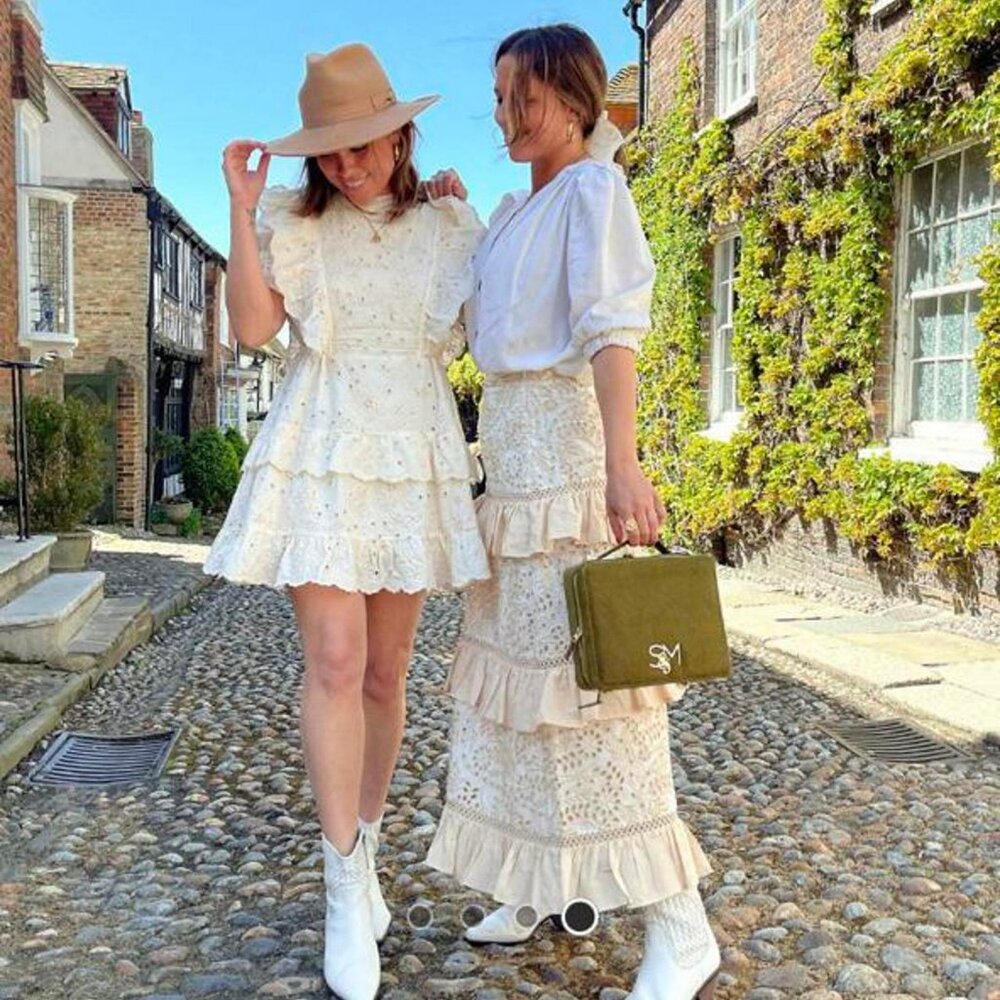 Labelrail x Collyer Twins Mini Dress With Eyelet Embroidery & Ruffle Detail